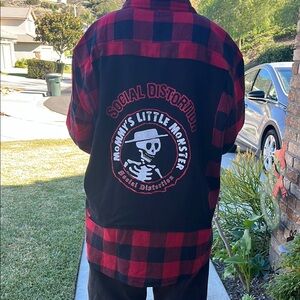 Social Distortion Upcycled Flannel Shirt Unisex Size XXL  2XL